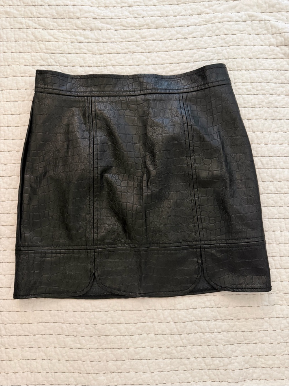 Skies Are Blue Black Faux Croc Mini Skirt